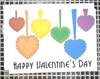 Printable Rainbow Hearts Digital Valentine&#39;s Day Card | LGBTQ+ Love Card | Printable Instant Download | Unhinged By Meg