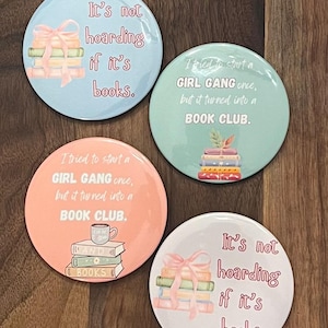 3” Buttons pin back button Book Lovers Book Club Secret Santa mix and match reading pin small gift