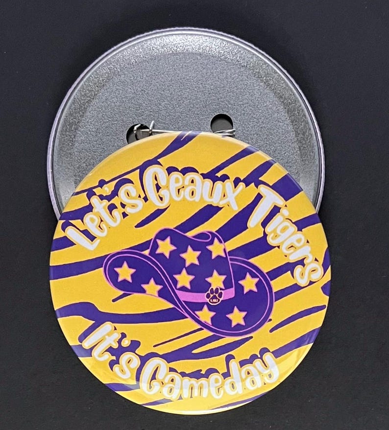 3” Game Day Pin Back Buttons | LSU | Geaux Tigers | College Football ...
