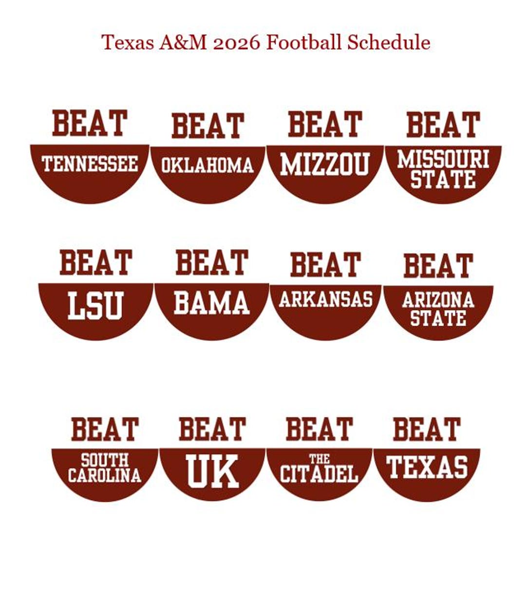 3” College Gameday Buttons, Texas A&M 2026 Football Schedule Beat ...