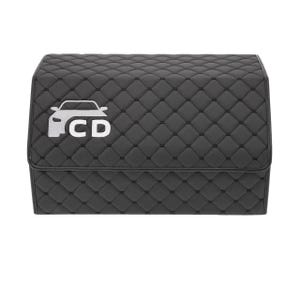 Black Car Trunk Organizer 20x11x12 – Foldable Storage Box for SUV, Luxury Eco-Leather