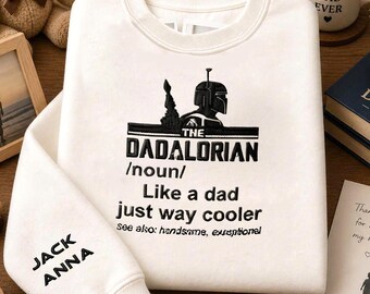 Embroidered Dadalorian Star Wars Dad Sweatshirt, Personalized Darth Vader Shirt,Disney Dad Shirt,Dad Gifts with Kids Names,Father's Day Gift