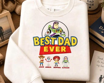 Embroidered Toy Story Dad Sweatshirt, Personalized Disney Dad Shirt, Toy Story Land Shirt, Dad Gifts with Kids Names, Father Day Gift