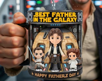 Personalized Dad Mug, Star Wars Dad Mug, Custom Dad Coffee Cup, Dad Gifts with Kids Names, Father's Day Gift, Gift for him, Gift for Father