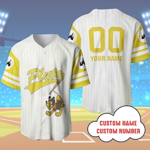 Pluto Dog Custom Baseball Jersey Striped, Unisex Baseball Jersey Disneyland Matching shirt, Pluto Cartoon Baseball Jersey for Kid & Youth