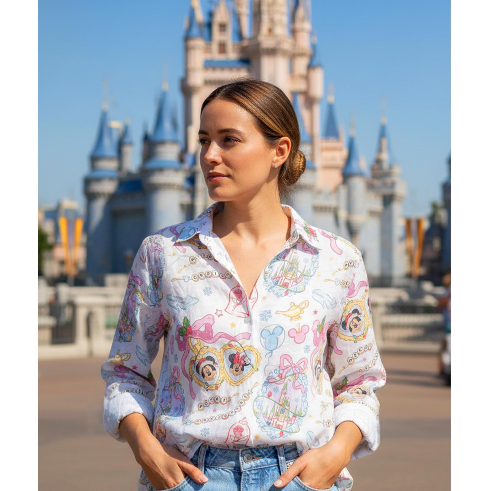 Discover Disney Mickey Blouse Shirt, Coquette Bow Mickey Button Up Shirt, Disney Women Blouses Shirt, Disney Vintage Shirt, Disneyland Vacation