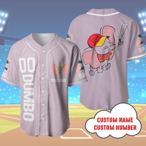 Customized Dumbo Elephant Baseball Jersey, Unisex Baseball Jersey Disneyland Matching shirt, Dumbo Cartoon Baseball Tee for Kid & Youth