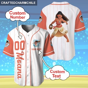 Personalized Dlsney Moana Princess Baseball Striped, Disneyland Matching Unisex Baseball Jersey, Dlsney Moana Jersey for Kid & Youth