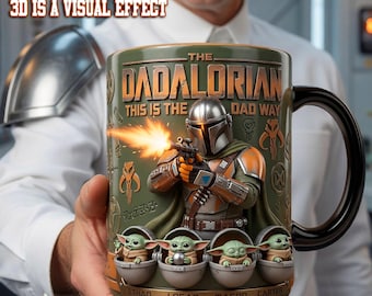 Personalized Dadalorian Star Wars Dad Mug, Funny Dad Mugs, Custom Dad Coffee Cup, Dad Gifts with Kids Names, Father's Day Gift,