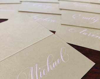 Hand Calligraphy Escort / Handwritten Place Cards / Modern Calligraphy / Wedding Calligraphy