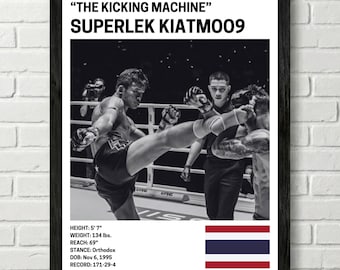 Superlek Kiatmoo9-affisch, Muay Thai, MMA, väggkonst för fighters, ONE Championship, Kickboxning, K1, GLORY
