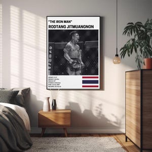 Rodtang Jitmuangnon Poster, Fighter Wall Art Decor, The Iron Man, Muay Thai, MMA, Muay Thai Print, Mixed Martial Arts Print