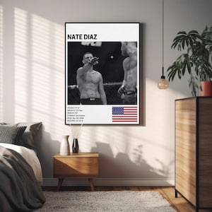 Nate Diaz Poster, Fighter Wall Art Decor, MMA, Mixed Martial Arts Print