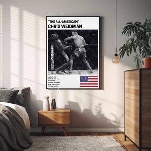 Pôster de Chris Weidman, decoração de parede de lutador, impressão do All-American, MMA e artes marciais mistas