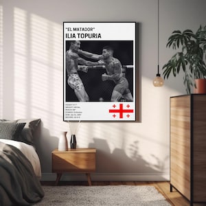 Ilia Topuria Poster, Fighter Wall Art Decor, El Matador, MMA, Mixed Martial Arts Print