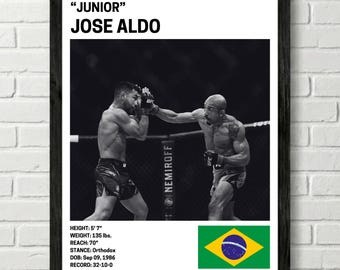 Jose Aldo Poster, Fighter Wall Art Decor, UFC, Mixed Martial Arts Print, mma Canva for Home Gym, Sports Fan Wall Decor, Man Cave