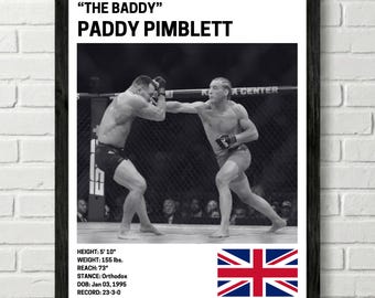 Paddy Pimblett Poster, Fighter Wall Art Decor, UFC, Mixed Martial Arts Print, mma Canva for Home Gym, Sports Fan Wall Decor, Man Cave