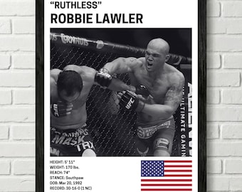Robbie Lawler Poster, Fighter Wall Art Decor, UFC, Mixed Martial Arts Print, mma Canva for Home Gym, Sports Fan Wall Decor, Man Cave