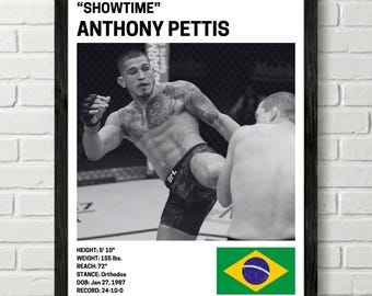 Póster de Anthony Pettis, decoración de pared de luchador, UFC, impresión de artes marciales mixtas, lienzo de MMA para gimnasio en casa, decoración de pared para aficionados al deporte, cueva del hombre