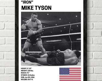 Mike Tyson Poster, Fighter Wall Art Decor, UFC, Mixed Martial Arts Print, mma Canva for Home Gym, Sports Fan Wall Decor, Man Cave