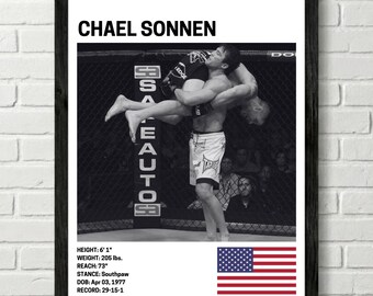 Chael Sonnen Poster, Fighter Wall Art Decor, UFC, Mixed Martial Arts Print, mma Canva for Home Gym, Sports Fan Wall Decor, Man Cave