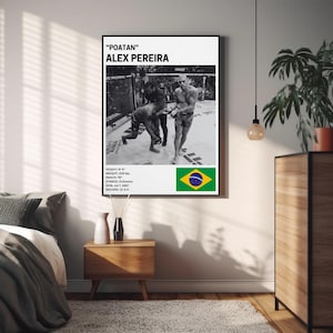 Pôster de Alex Pereira, decoração de parede de lutador, Poatan, MMA, impressão de artes marciais mistas