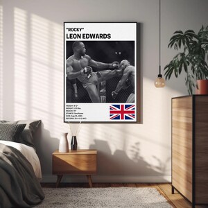 Leon Edwards Poster,  Fighter Wall Art Decor, Rocky, MMA, Mixed Martial Arts Print