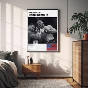 Justin Gaethje Poster, Fighter Wall Art Decor, MMA, The Highlight, Mixed Martial Arts Print