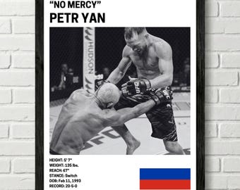 Póster de Petr Yan, decoración de pared de luchador, UFC, impresión de artes marciales mixtas, lienzo de MMA para gimnasio en casa, decoración de pared para fanáticos de los deportes, cueva del hombre