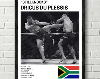 Dricus du Plessis-poster, decor vechter kunst aan de muur, UFC, mixed Martial Arts print, mma canva voor home gym, sportfan muur decor, man Cave