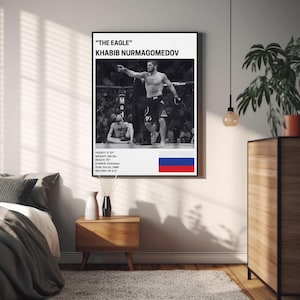 Khabib Nurmagomedov Poster, Fighter Wall Art Decor, MMA, The Eagle, Mixed Martial Arts Print