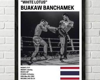 Buakaw Banchamek-affisch, Muay Thai, MMA, väggkonst för fighters, ONE Championship, Kickboxning, K1, GLORY