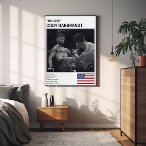 Cody Garbrandt Poster, Fighter Wall Art Decor, No Love, MMA, Mixed Martial Arts Print