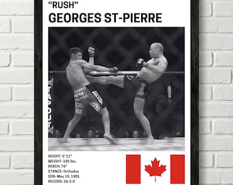 Georges St-Pierre Poster, Fighter Wall Art Decor, UFC, Mixed Martial Arts Print, mma Canva for Home Gym, Sports Fan Wall Decor, Man Cave