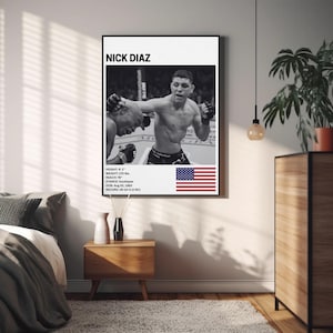 Nick Diaz Poster, Fighter Wall Art Decor, MMA, Mixed Martial Arts Print