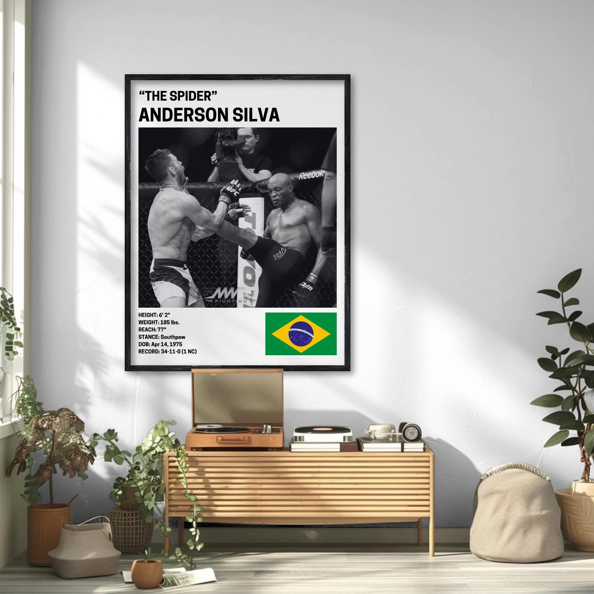 Anderson Silva Poster, Fighter Wall Art Decor, UFC, Mixed Martial Arts ...
