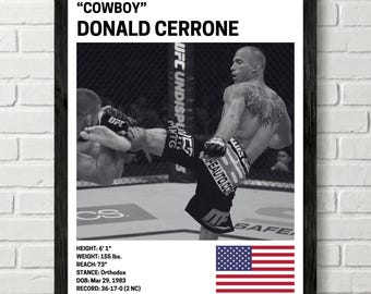 Donald Cerrone Poster, Fighter Wall Art Decor, UFC, Mixed Martial Arts Print, mma Canva for Home Gym, Sports Fan Wall Decor, Man Cave