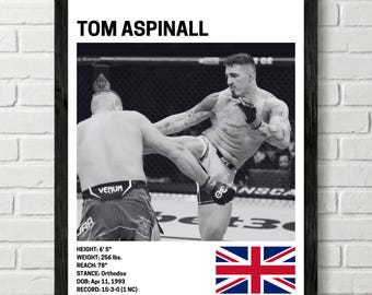 Tom Aspinall Poster, Fighter Wall Art Decor, UFC, Mixed Martial Arts Print, mma Canva for Home Gym, Sports Fan Wall Decor, Man Cave