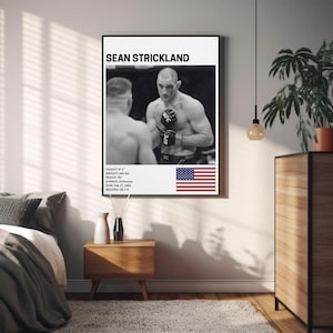 Pôster de Sean Strickland, decoração de parede com lutador, Tarzan, MMA, impressão de artes marciais mistas