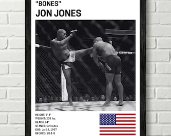 Jon Jones Poster, Fighter Wall Art Decor, UFC, Mixed Martial Arts Print, mma Canva for Home Gym, Sports Fan Wall Decor, Man Cave