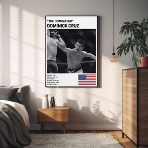 Pôster de Dominick Cruz, decoração de parede de lutador, The Dominator, MMA, impressão de artes marciais mistas