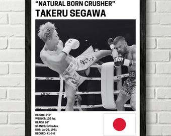 Takeru Segawa-affisch, Muay Thai, MMA, väggkonst för fighters, ONE Championship, Kickboxning, K1, GLORY
