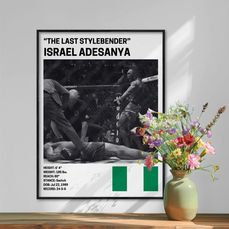 Stylebender Poster Israel Adesanya Poster, Fighter Wall Art Decor, UFC, Mixed Martial Arts ...