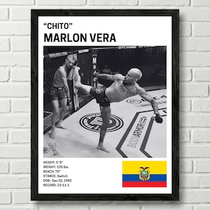 Póster de Marlon Chito Vera, decoración de pared de luchador, UFC, impresión de artes marciales mixtas, lienzo de MMA para gimnasio en casa, decoración de pared para aficionados al deporte, cueva del hombre