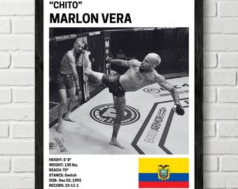Plakat z Marlonem Chito Verą, dekoracja ścienna z zawodnikiem, UFC, wydruk z mieszanymi sztukami walki, MMA Canva do domowej siłowni, dekoracja ścienna dla kibica sportowego, męska jaskinia