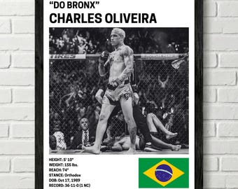 Charles Oliveira Poster, Fighter Wall Art Decor, UFC, Mixed Martial Arts Print, mma Canva for Home Gym, Sports Fan Wall Decor, Man Cave
