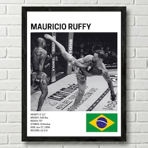 Poster de Mauricio Ruffy, art déco mural combattant, UFC, impression d'arts martiaux mixtes, mma toile pour salle de sport à domicile, décoration murale de fan de sport, homme des cavernes