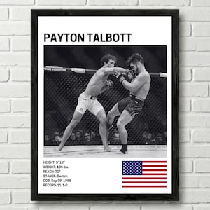 Poster Payton Talbott, art déco mural combattant, UFC, impression d'arts martiaux mixtes, toile mma pour salle de sport à domicile, décoration murale de fan de sport, homme des cavernes