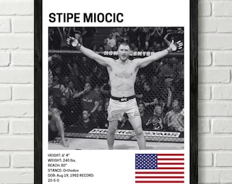 Stipe Miocic Poster, Fighter Wall Art Decor, UFC, Mixed Martial Arts Print, mma Canva for Home Gym, Sports Fan Wall Decor, Man Cave
