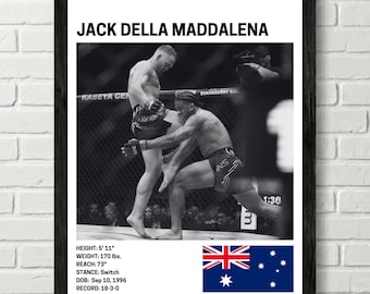 Póster de Jack Della Maddalena, decoración de pared de luchador, UFC, impresión de artes marciales mixtas, lienzo de MMA para gimnasio en casa, decoración de pared para aficionados al deporte, cueva del hombre